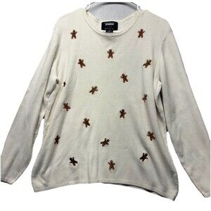 VTG Designers Originals Studio Joy XL Christmas Embroidered Gingerbread Sweater